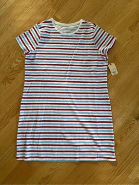 Women’s Striped Crewneck T-Shirt Dress - Red & Blue XLARGE NWT St John Bay